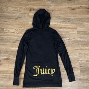 NWT Juicy Couture Black Henley Hoodie Shirt Y2K